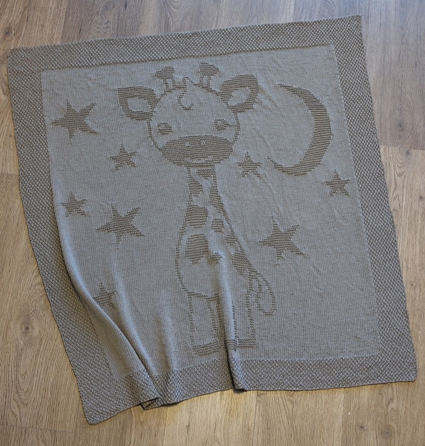 Strickanleitung für Babydecke Giraffe mit Mond und Sternen ca. 84 x 84 cm