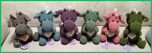 Häkelanleitung für Spieluhr "Babydrache Michel" ca 16 cm gross